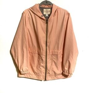 Weatherproof Vintage Baby Pink Hooded Rain Zip Up Coat Women’s Sz L